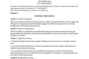 law No. 06/2007/QH12 of November 21, 2007, on Chemicals.