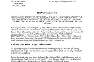 Thông tư liên tịch 26/2007/TTLT-BLĐTBXH-TƯĐTNCSHCM thực hiện chính sách đối với thanh niên xung phong