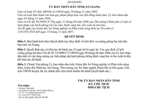 Quyết định 76/2007/QĐ-UBND quy định lịch thời vụ xuống giống lúa tỉnh An Giang