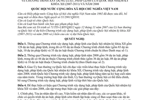 Nghị quyết 11/2007/QH12 chương trình xây dựng luật, pháp lệnh của Quốc hội nhiệm kỳ khóa XII (2007-2011) và năm 2008