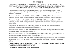Joint circular No. 93/2007/TTLT-BYT-BGDDT guideline on tasks’ assignment and