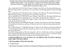 Thông tư liên tịch 93/2007/TTLT-BNN-BYT-BGDĐT  hướng dẫn phân công phối hợp giữa ba ngành Nông nghiệp và Phát triển nông thôn, Y tế, GDĐT