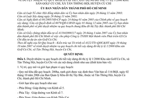 Quyết định 5265/QĐ-UBND duyệt nhiệm vụ quy hoạch chi tiết xây dựng đô thị tỷ lệ 1/2000 Khu sân Golf Củ Chi xã Tân Thông Hội huyện Củ Chi