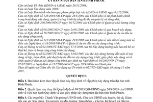 Quyết định 60/2007/QĐ-UBND cấp phép xây dựng trên địa bàn tỉnh Bình Phước