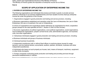 Circular No. 134/2007/TT-BTC of November 23, 2007 guiding the implementation of The Government’s Decree No. 24/2007/ND-CP of February 14, 2007, detailing the implementation of The Law on enterprise income tax