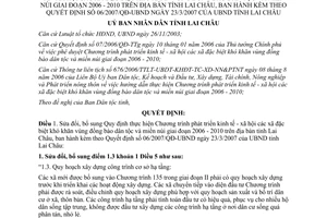 Quyết định 25/2007/QĐ-UBND sửa đổi Quyết định số 06/2007/QĐ-UBND Lai Châu