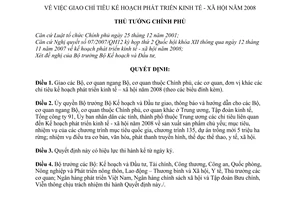 Quyết định 1590/QĐ-TTG giao chỉ tiêu kế hoạch phát triển kinh tế xã hội năm 2008