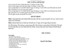 Quyết định 181/2007/QĐ-TTg Quy chế cho vay lại nguồn vốn vay viện trợ nước ngoài Chính phủ