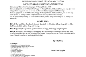Quyết định 19/2007/QĐ-BTNMT Quy định điều kiện hoạt động dịch vụ thẩm định báo cáo đánh giá tác động môi trường