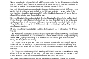 Chỉ thị 44/2007/CT-UBND bảo vệ môi trường trong hoạt động du lịch Quảng Nam