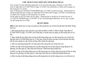 Quyết định 3048/QĐ-UBND mức trợ cấp giúp đối tượng bảo trợ xã hội tỉnh Bình Thuận