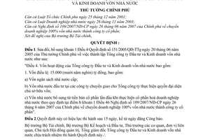 Quyết định 183/2007/QĐ-TTg thành lập tổng công ty đầu tư kinh doanh vốn Nhà nước sửa đổi 151/2005/QĐ-TTG