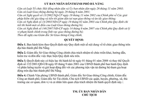 Quyết định 65/2007/QĐ-UBND  tổ chức giao thông