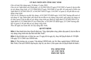 Quyết định 84/2007/QĐ-UBND  phân công, phân cấp quản lý dự án đầu tư xây dựng công trình trên địa bàn tỉnh Bắc Ninh