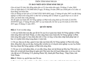 Quyết định 309/2007/QĐ-UBND chức năng nhiệm vụ quyền hạn tổ chức Chi cục kiểm lâm thuộc Sở Nông nghiệp Phát triển nông thôn tỉnh Ninh Thuận
