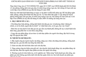 Kế hoạch 172/KH-UBND phòng chống dịch cúm gia cầm, lở mồm long móng gia súc, hội chứng rối loạn sinh sản hô hấp heo hết 02/2008