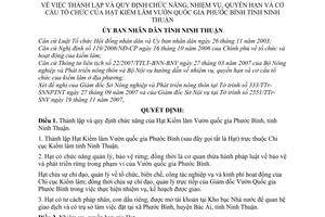 Quyết định 311/2007/QĐ-UBND thành lập chức năng nhiệm vụ quyền hạn cơ cấu tổ chức Hạt kiểm lâm Vườn quốc gia Phước Bình tỉnh Ninh Thuận