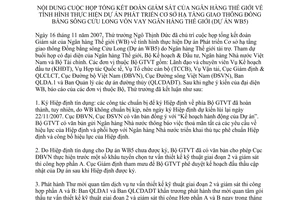 Thông báo 538/TB-BGTVT nội dung họp tổng kết đoàn giám sát ngân hàng thế giới dự án phát triển cơ sở hạ tầng giao thông đồng bằng sông Cửu Long