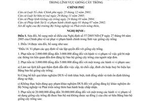Nghị định 172/2007/NĐ-CP xử phạt vi phạm hành chính trong lĩnh vực giống cây trồng sửa đổi Nghị định 57/2005/NĐ-CP