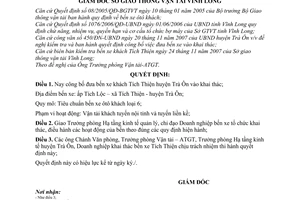 Quyết định 794/QĐ-SGTVT đưa bến xe khách Tích Thiện vào khai thác