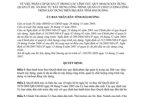 Quyết định 4219/2007/QĐ-UBND phân cấp quản lý quy hoạch xây dựng