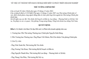 Quyết định 1622/QĐ-TTg cử thành viên ban chỉ đạo đổi mới phát triển doanh nghiệp