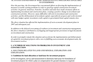 Resolution No.59/2007/NQ-CP of November 30th, 2007, On a number of solutions to problems in construction investment activities and reform of some administrative procedures applicable to enterprises.