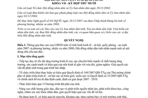 Nghị quyết 07/2007/NQ-HĐND nhiệm vụ kinh tế xã hội quốc phòng an ninh 2008 Bình Phước
