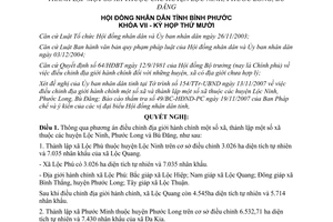 Nghị quyết 18/2007/NQ-HĐND điều chỉnh địa giới hành chính Bình Phước