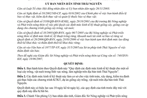 Quyết định 2681/2007/QĐ-UBND định mức kinh tế kỹ thuật cây trồng vật nuôi Thái Nguyên