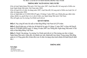 Quyết định 2881/QĐ-NHNN mức lãi suất cơ bản bằng Đồng Việt Nam