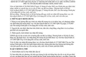 Thông tư 27/2007/TT-BLĐTBXH tín dụng học sinh, sinh viên hướng dẫn quy trình xác nhận đối tượng được vay vốn theo Quyết định 157/2007/QĐ-TTg