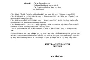 Công văn 4892/UBND-TMXDCB công bố Đơn giá xây dựng công trình-Phần xây dựng