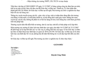 Công văn  2905/GDĐT-VP  đẩy mạnh công tác đảm bảo an ninh trật tự trường học