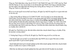 Công văn  5213/TCT-QLN  xóa nợ thuế và các khoản phải nộp ngân sách nhà nước của Công ty Chế biến Nông sản thực phẩm xuất nhập khẩu Hải Dương