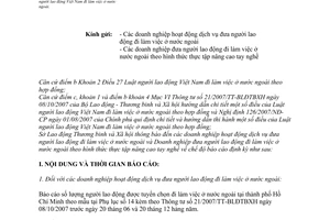 Công văn 6306/SLĐTBXH-LĐ thực hiện chế độ báo cáo hoạt động đưa người lao động Việt Nam đi làm việc ở nước ngoài
