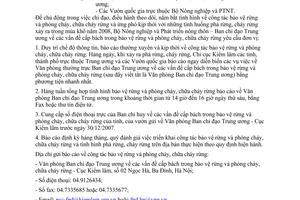 Công văn  6936/BNN-KL  chế độ thông tin, báo cáo tình hình bảo vệ rừng và phòng cháy, chữa cháy rừng mùa khô 2008