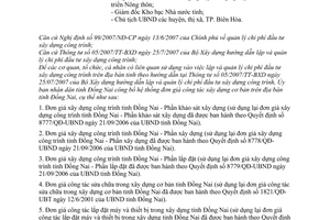 Công văn 10385/UBND-CNN công bố hệ thống đơn giá công tác xây dựng cơ bản trên địa bàn tỉnh Đồng Nai