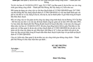 Công văn  2694/BXD-KTTC  hướng dẫn thanh quyết toán chi phí tư vấn giám sát thi công xây dựng công trình