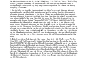 Công văn  273/BXD-KTTC  hướng dẫn điều chỉnh theo TT  hướng dẫn điều chỉnh dự toán xây dựng công trình