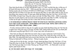 Công văn  2970/GDĐT-VP  tổ chức sinh hoạt chính trị kỷ niệm 78 năm ngày thành lập Đảng Cộng sản Việt Nam  và đón Tết Nguyên đán Mậu Tý  2008