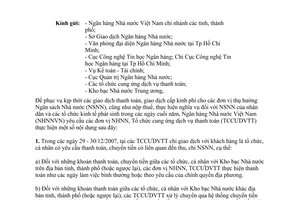 Công văn 13683/NHNN-BTT  hướng dẫn thực hiện giao dịch thanh toán các ngày 29 và 30/12/2007