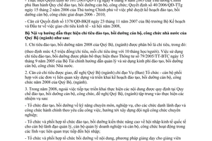 Công văn  3766/BNV-ĐT  hướng dẫn thực hiện chỉ tiêu đào tạo, bồi dưỡng cán bộ, công chức  2008