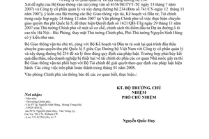 Công văn 7586/VPCP-KTTH  chuyển giao quyền thu phí Quốc lộ 5