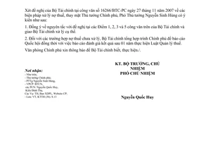 Công văn  7567/VPCP-KTTH biện pháp xử lý nợ thuế