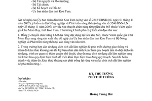 Công văn 1880/TTg-NN chuyển chức năng rừng tiểu khu 663 thuộc Vườn quốc gia Chư Mom Ray, tỉnh Kon Tum