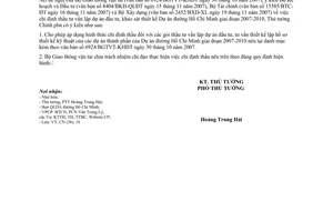 Công văn  1883/TTg-CN chỉ định thầu tư vấn Dự án đường Hồ Chí Minh giai đoạn từ 2007-2010