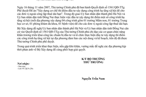 Công văn  2581/BXD-QLN  triển khai thí điểm xây dựng công trình hạ tầng xã hội cho thuê