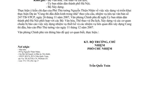 Công văn  7100/VPCP-VX triển khai thực hiện Dự án "Cung thi đấu điền kinh trong nhà"