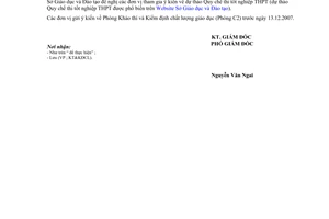 Công văn  2865/GDĐT-KT&KDCL  tham gia ý kiến  dự thảo Quy chế thi tốt nghiệp THPT